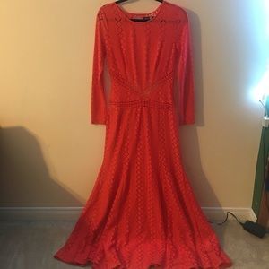 Red Orange Lace Statement Dress